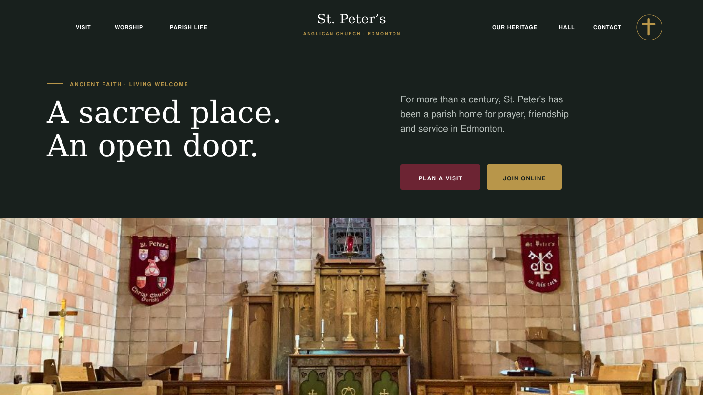 Heritage Renewed homepage concept with an editorial approach to parish history